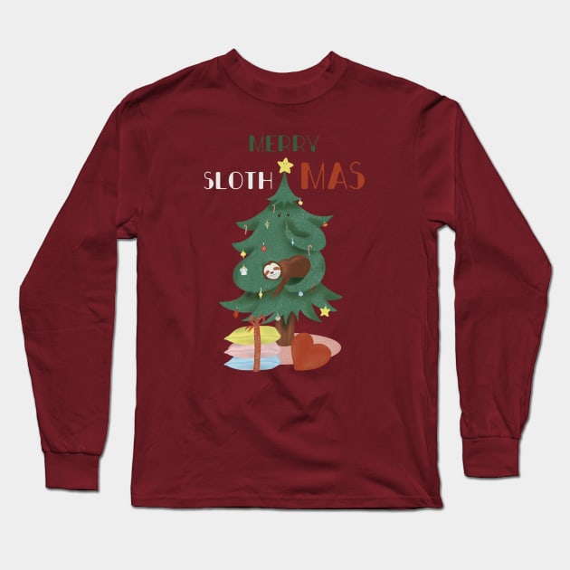 Merry slothmas Long Sleeve T-Shirt by Mimie20